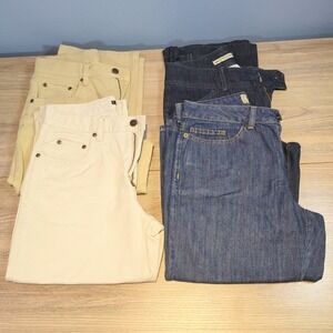 BUNDLE Size 4 Petite Pants LL Bean Eddie Bauer Lee 3 Cropped 1 Full Length EUC